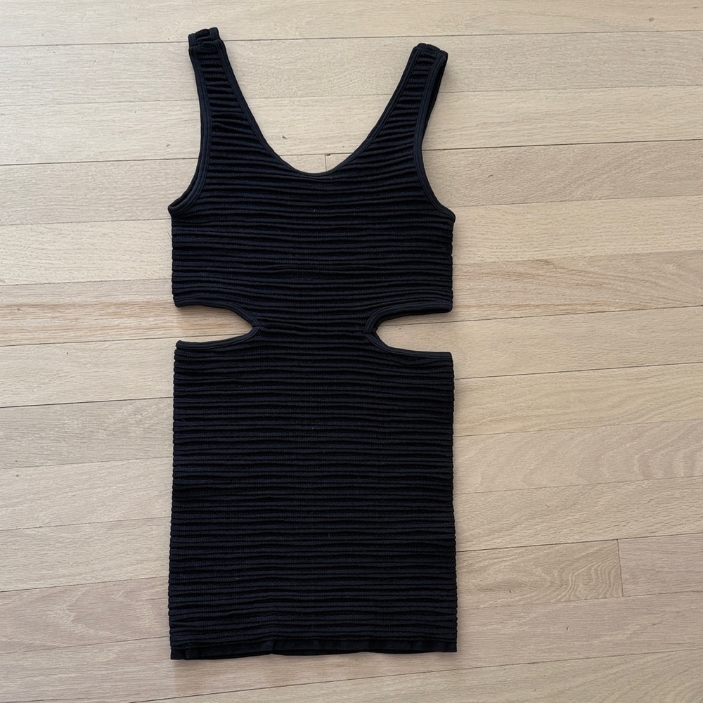 Katie J NYC Black Textured Cut-Out Mini Dress